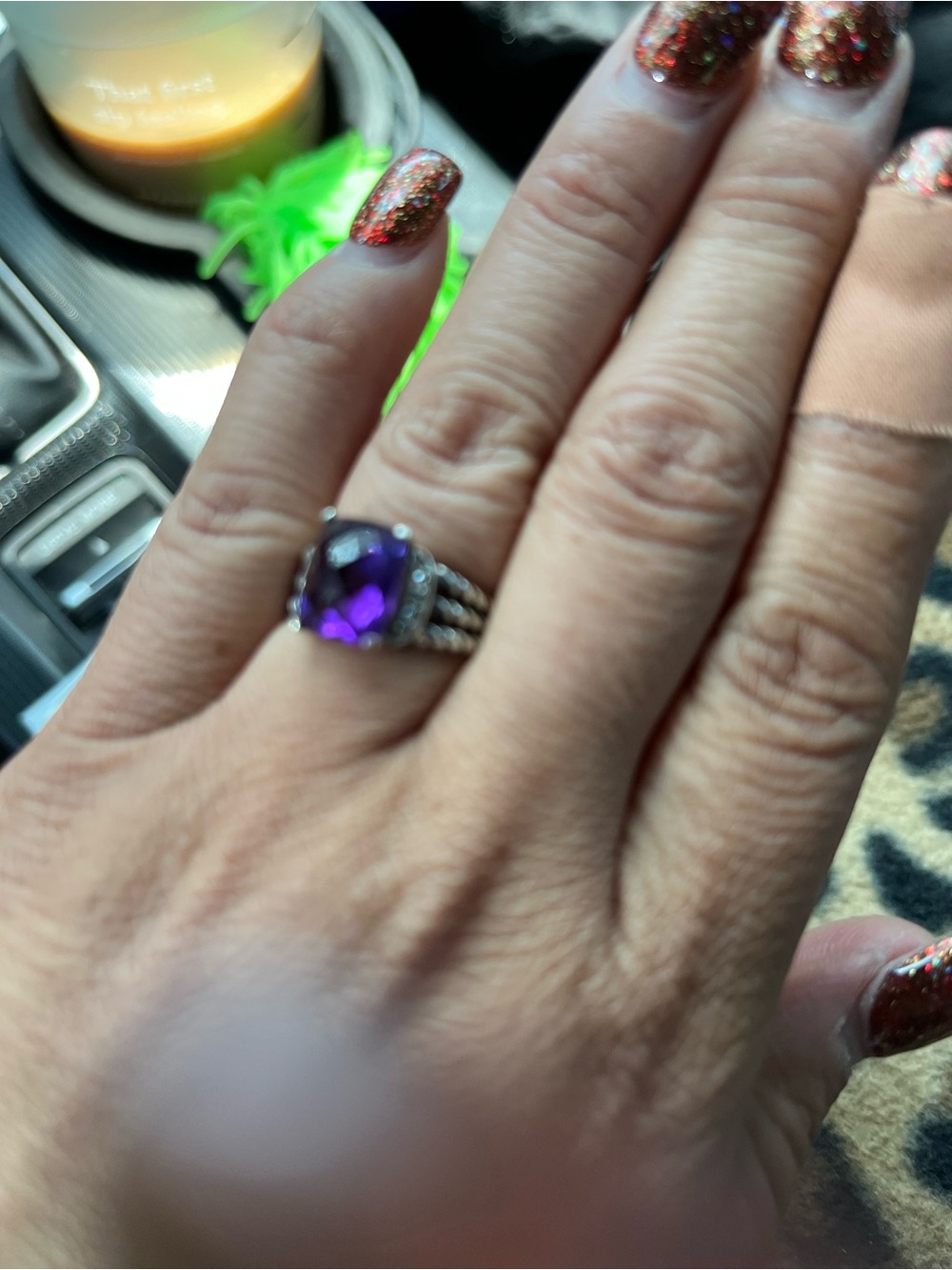 David Yurman Ring Purple with diamonds New Size 6.5